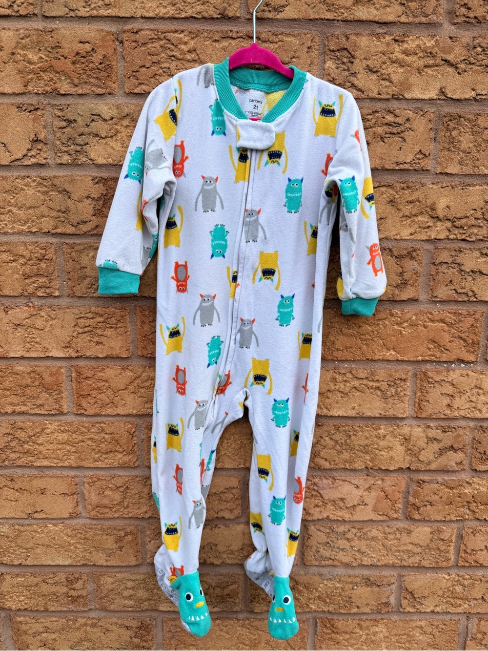 🌿10/$25 • Carters Fleece Monster Print Zip Footed Sleeper